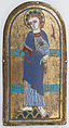 Plaque with Saint John the Evangelist, Copper (plaque): engraved and gilt; Champlevé enamel, French