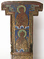 Cross, Copper: engraved, scraped, stippled and gilt; champlevé enamel: dark and medium blue, turquoise, dark and light green, red, and white; appliqué: engraved, chased and gilt, French