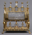 Reliquary, Gilded copper, rock crystal, glass, and parchment, French (?)