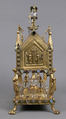 Reliquary, Gilded copper, rock crystal, glass, and parchment, French (?)