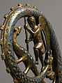Head of a Crozier with Saint Michael Slaying the Dragon, Champlevé enamel, copper-gilt, glass paste, French