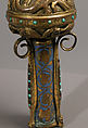 Head of a Crozier with Saint Michael Slaying the Dragon, Champlevé enamel, copper-gilt, glass paste, French