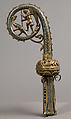 Head of a Crozier with Saint Michael Slaying the Dragon, Champlevé enamel, copper-gilt, glass paste, French