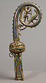 Head of a Crozier with Saint Michael Slaying the Dragon, Champlevé enamel, copper-gilt, glass paste, French