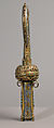 Head of a Crozier with Saint Michael Slaying the Dragon, Champlevé enamel, copper-gilt, glass paste, French