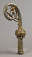 Head of a Crozier with Saint Michael Slaying the Dragon, Champlevé enamel, copper-gilt, glass paste, French