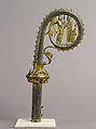 Head of a Crozier with the Annunciation, Copper formed, engraved, chased, scraped, stippled and gilt; champlevé enamel: medium blue, French