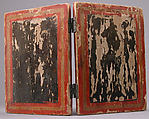 Reliquary Diptych, Verre églomisé, polychromy, wood, metal, and possible human remains, Central Italian