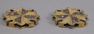 Horse Bridle or Belt Ornaments, Gilt copper or copper alloy and cloisonné enamel, Spanish