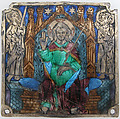Plaque with Christ In Majesty, Basse taille enamel, silver, Catalan