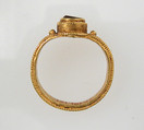Finger Ring, Gold, garnet set on a wad of cotton - re-set or restoration, Langobardic
