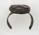 Finger Ring, Silver, silver foil, gold foil, glass paste or garnet inlay, Frankish