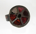 Finger Ring, Silver, silver foil, gold foil, glass paste or garnet inlay, Frankish