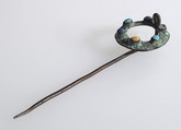 Pin, Copper alloy, glass cabochon, Late Roman