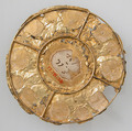 Disk Brooch, Gold, wire, glass paste cabochons, Frankish