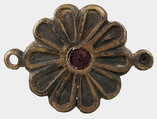 Disk Brooch, Copper alloy, glass or garnet, Roman