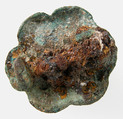 Rosette Brooch, Copper alloy, glass cabochon, iron pin, Frankish