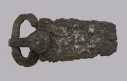 Belt Buckle, Iron, with silver and brass inlay, Frankish