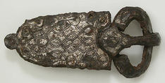 Belt Buckle, Iron, silver inlay, Frankish or Burgundian