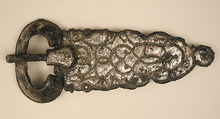 Belt Buckle, Iron, silver and copper alloy inlay, Frankish or Burgundian