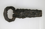 Belt Buckle, Iron, gold, silver and brass inlay, Frankish