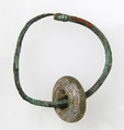 Earring, Copper alloy, glass bead, Late Roman