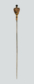 Hairpin, Silver, gold foil, paste cabochons, filigree, Frankish
