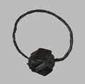 Earring, Silver, traces of gilding, glass paste or garnet (?), Frankish