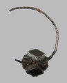 Earring, Silver, traces of gilding, glass paste or garnet (?), Frankish