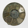 Disk Brooch, Copper alloy, glass paste, remnants of iron pin, Frankish