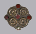 Whorl-Shaped Brooch, Silver-gilt, glass paste, Frankish