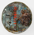 Disk Brooch, Copper alloy, silver wire, glass paste, remnant of iron pin, Frankish or Northern French
