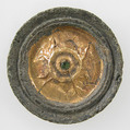 Disk Brooch, Gold on copper alloy, glass paste, Frankish