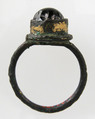 Finger Ring, Copper alloy, partial gilt, stone or glass paste cabochon, Frankish