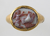 Finger Ring, Gold, red & white cameo, European