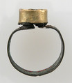 Finger Ring, Silver, gold bezel, glass paste or carnelian(?), Frankish