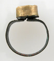Finger Ring, Silver, gold bezel, glass paste or carnelian(?), Frankish