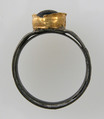 Finger Ring, Silver, gold bezel, glass cabochon, Frankish