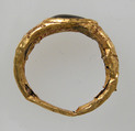 Finger Ring, Gold, garnet cabochon, Frankish