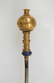 Hairpin, Silver, with gold head, glass paste, Frankish