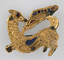 Animal-Shaped Brooch, Copper alloy, coated with gold, twisted wire, paste, European