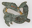 Animal-Shaped Brooch, Copper alloy, coated with gold, twisted wire, paste, European