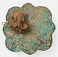 Disk Brooch, Copper alloy, with gold, glass paste, iron pin, European