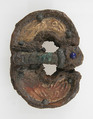 Buckle, Iron, gold foil, copper alloy, glass cabachon, tinned or silvered back, Frankish