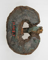 Buckle, Iron, gold foil, copper alloy, glass cabachon, tinned or silvered back, Frankish