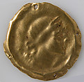 Bracteate with Profile of Head Facing Right, Gold, European