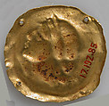 Bracteate with Profile of Head Facing Right, Gold, European