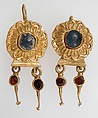 Earring, Gold, garnet, glass paste?, Pontic