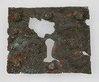 Rectangular Plaque, Copper alloy with traces of wood on back, Frankish
