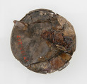 Disk Brooch, Silver, glass paste or garnet, meersham(?), metal foil,remnant iron pin, Frankish